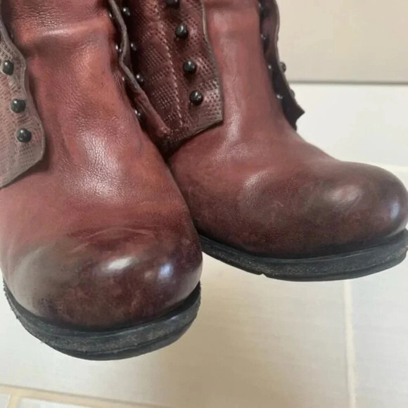 A.S. 98 Black Burgundy Heeled  Leather Booties 36 - Picture 13 of 14